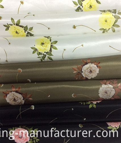 Flower Design Printed Satin Garment Fabric, Home Textiles Fabric